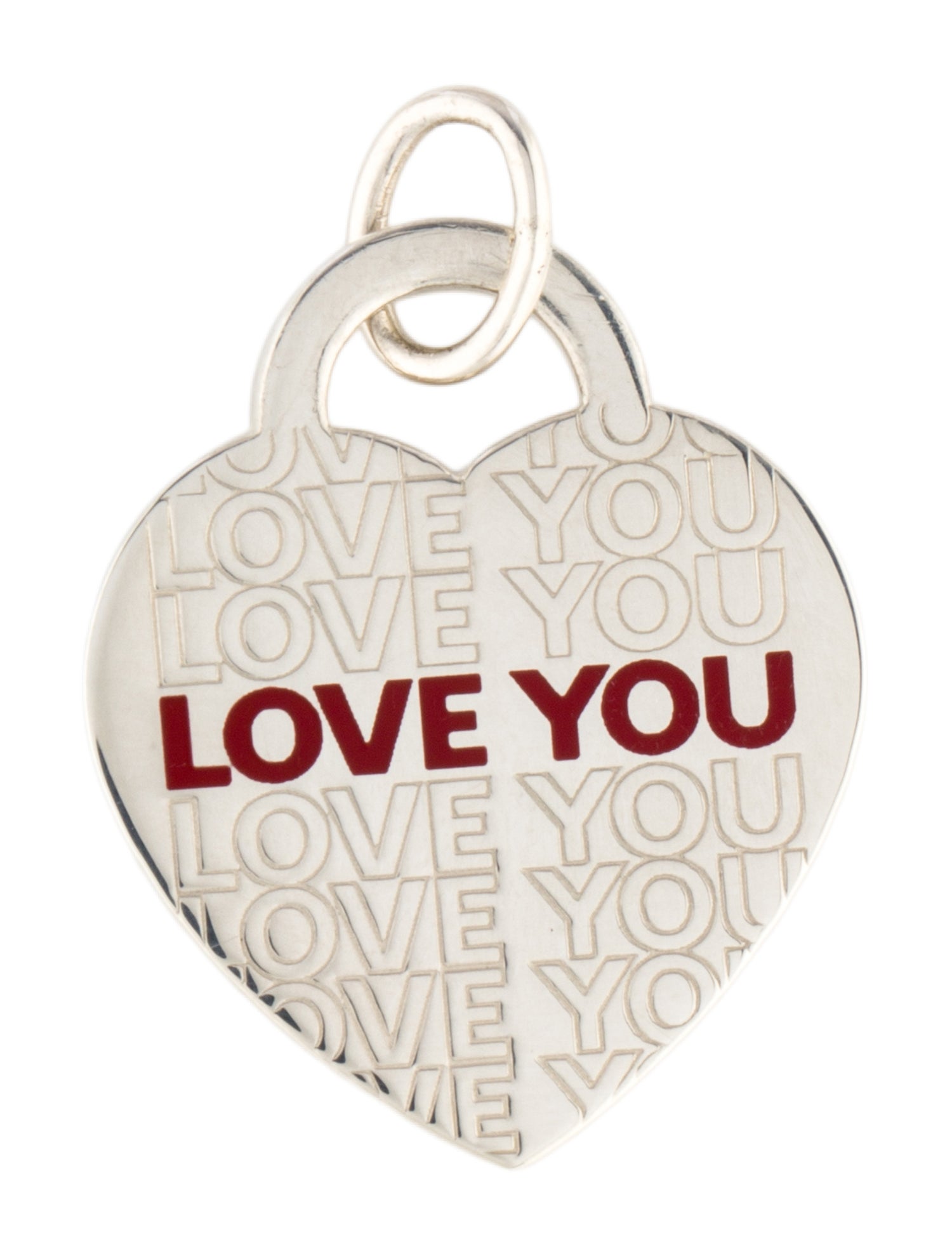 Tiffany & Co. Enamel 'LOVE YOU' Heart Tag Pendant