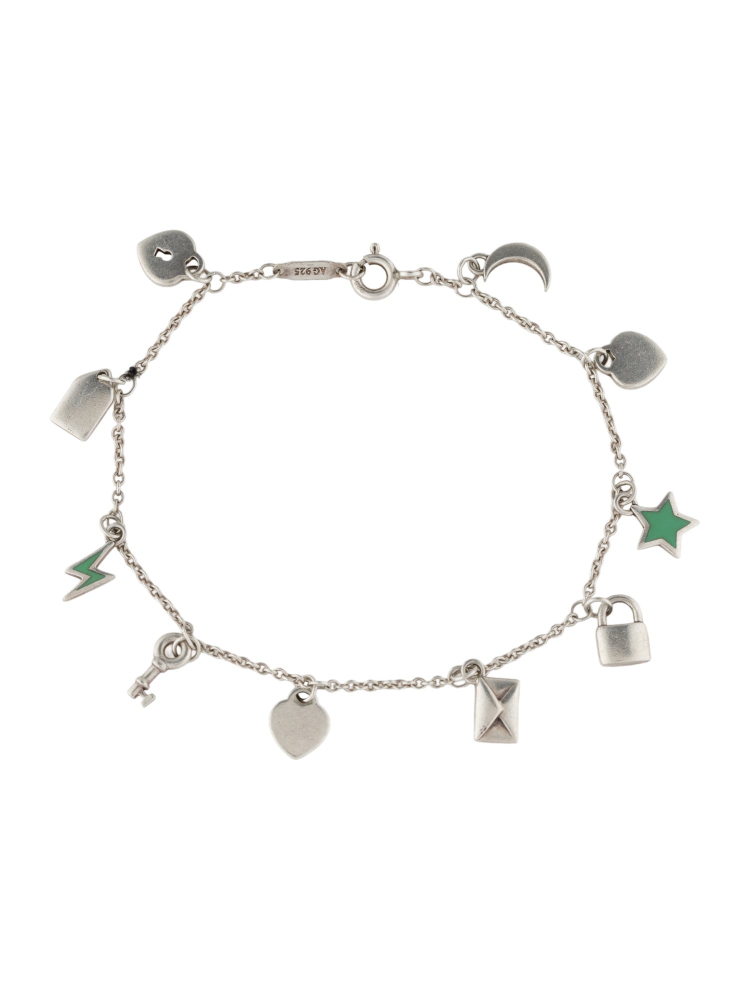 Tiffany & Co. Enamel Love Notes Dangle Charm Bracelet