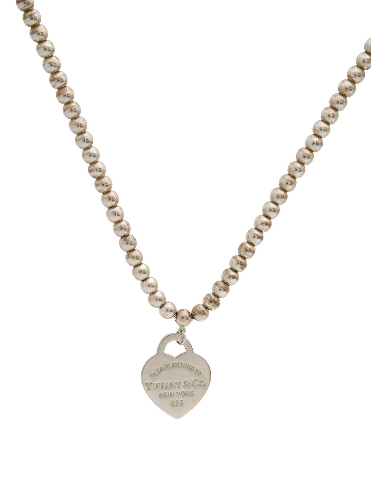 Tiffany & Co. Heart Tag Bead Pendant Necklace