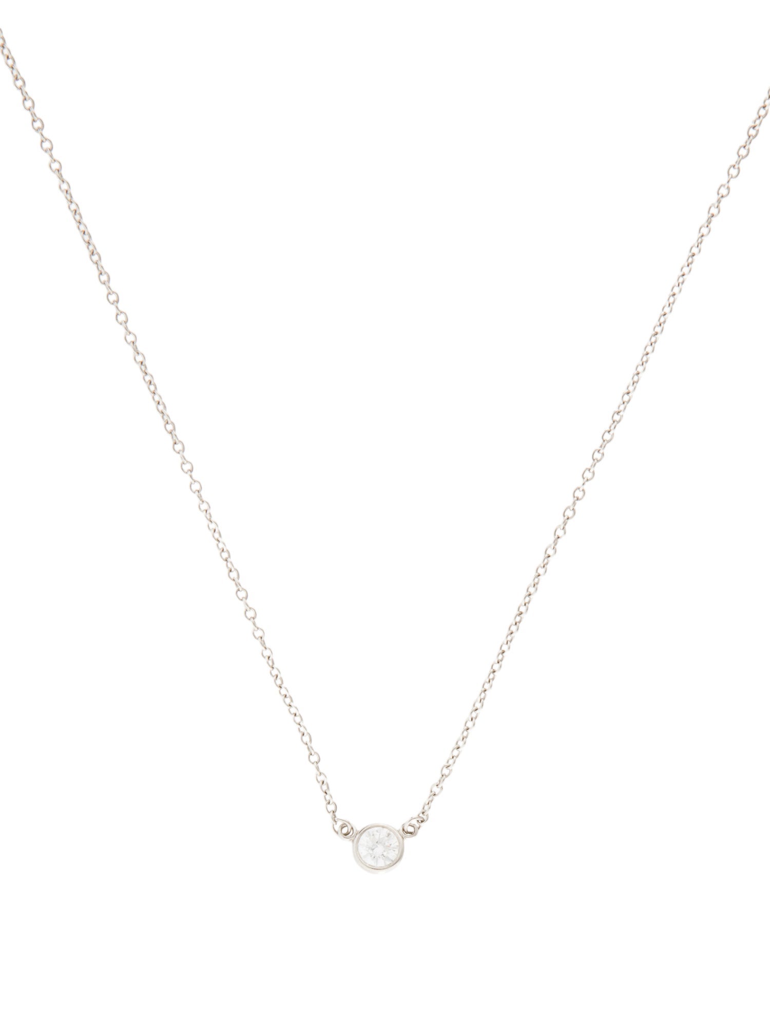 Tiffany & Co. Platinum Single Diamond Pendant Necklace