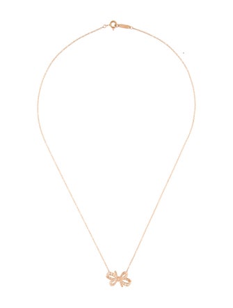 Tiffany & Co. 18K Diamond Bow Ribbon Pendant Necklace