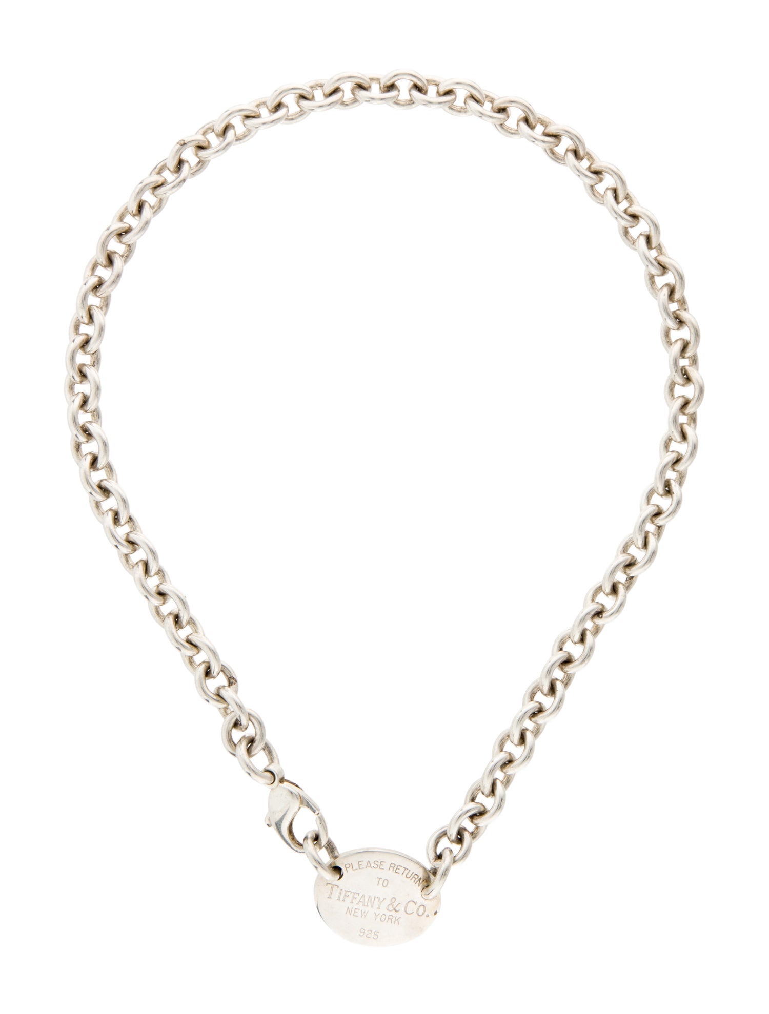 Tiffany & Co. Oval Tag Chain Choker Necklace