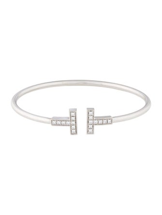 Tiffany & Co. 18K Diamond T Wire Cuff Bracelet