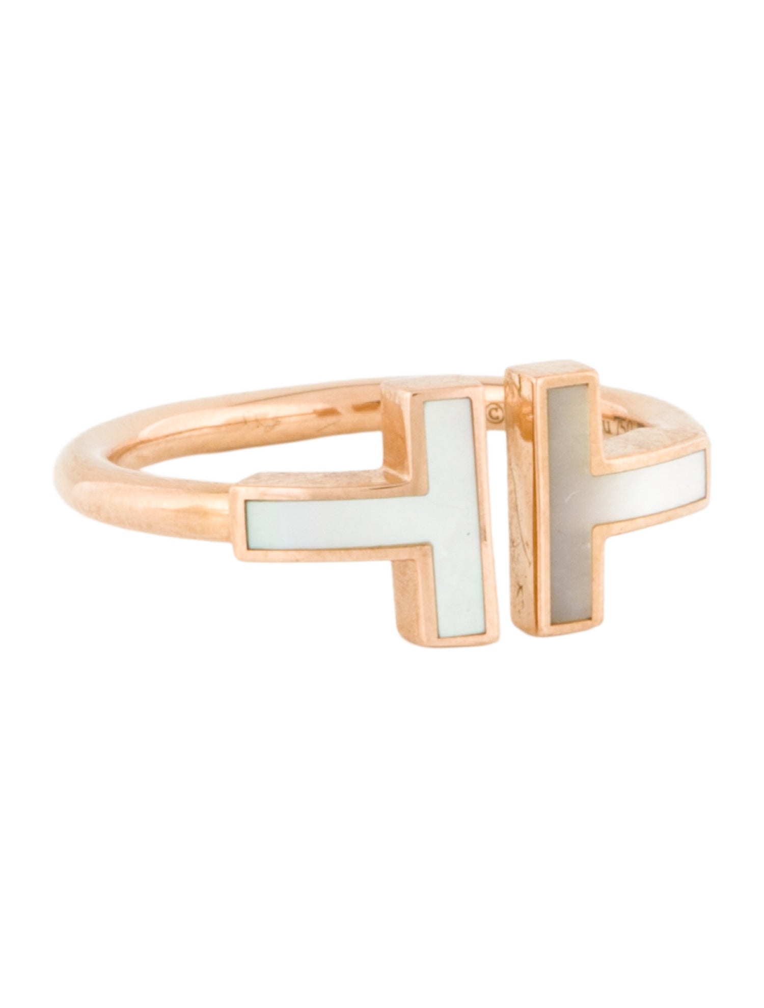 Tiffany & Co. 18K Mother of Pearl Tiffany T Wire Ring