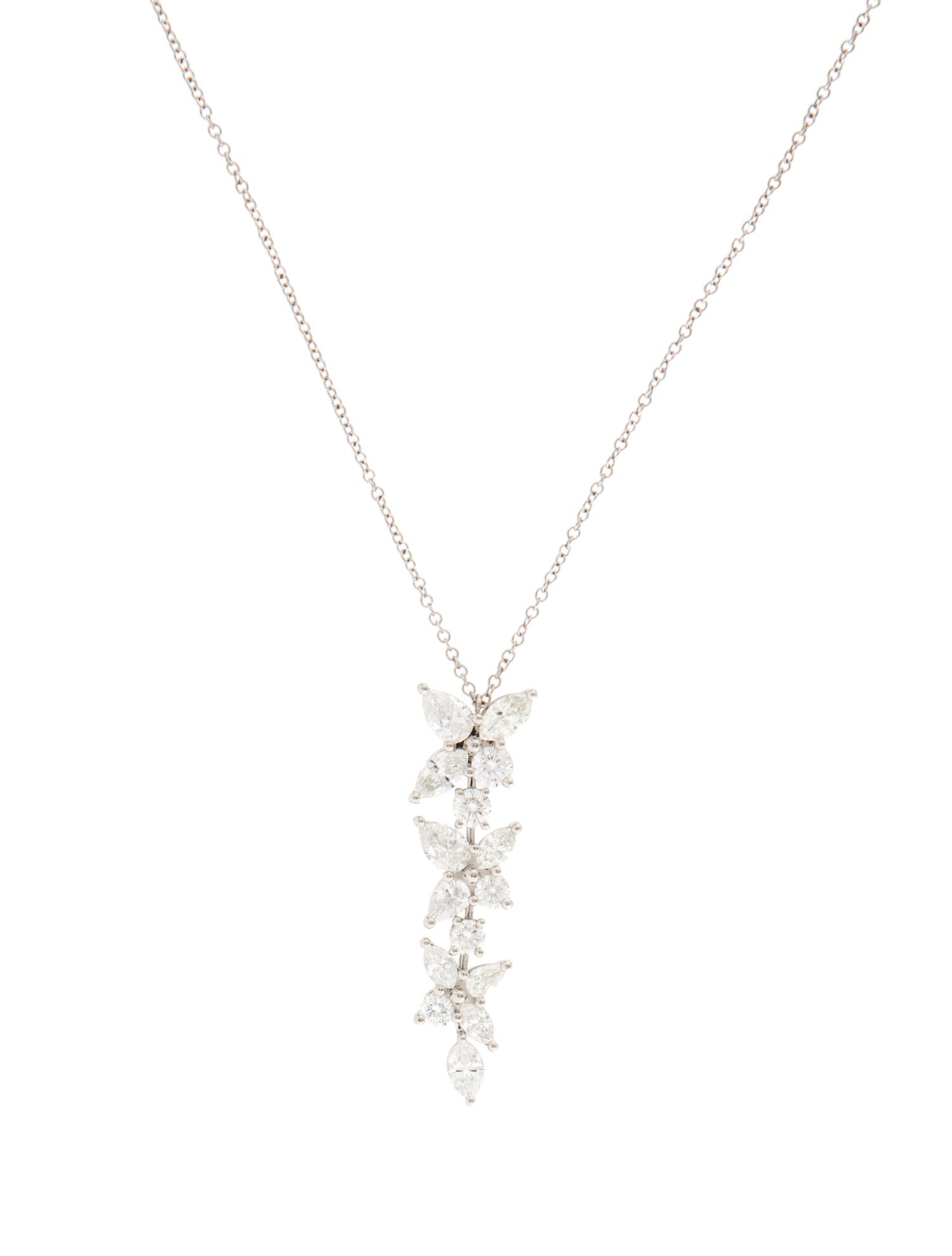Tiffany & Co. Platinum 2.12ctw Diamond Victoria Mixed Cluster Drop Pendant Necklace