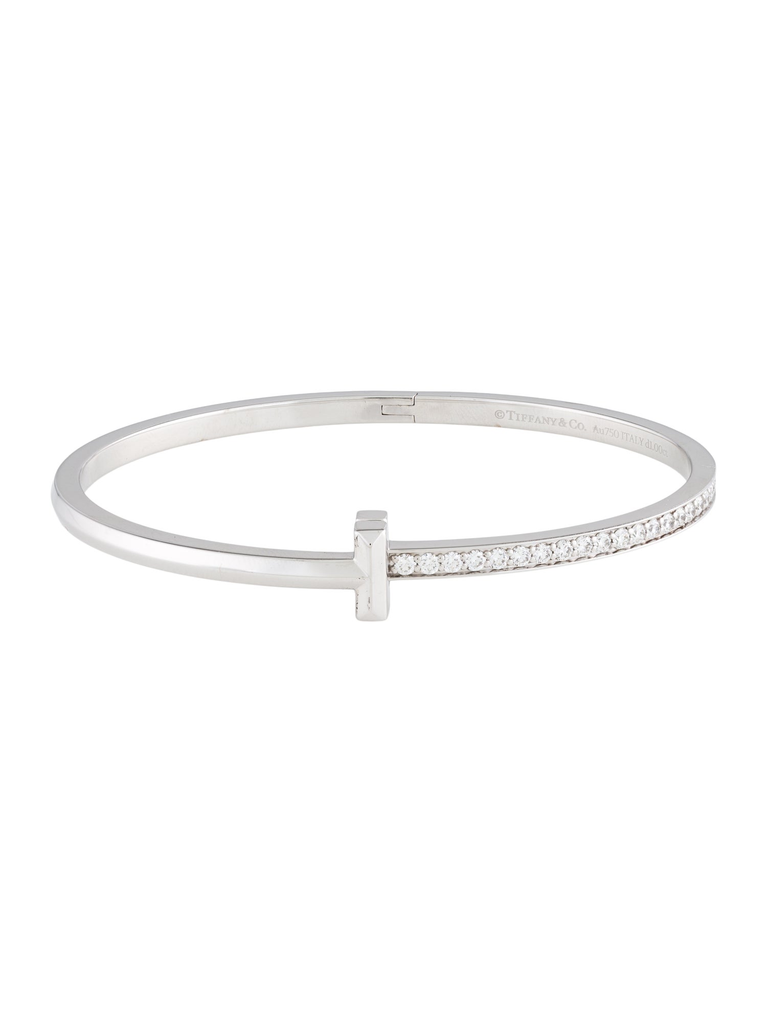 Tiffany & Co. 18K Diamond T1 Narrow Hinged Bangle