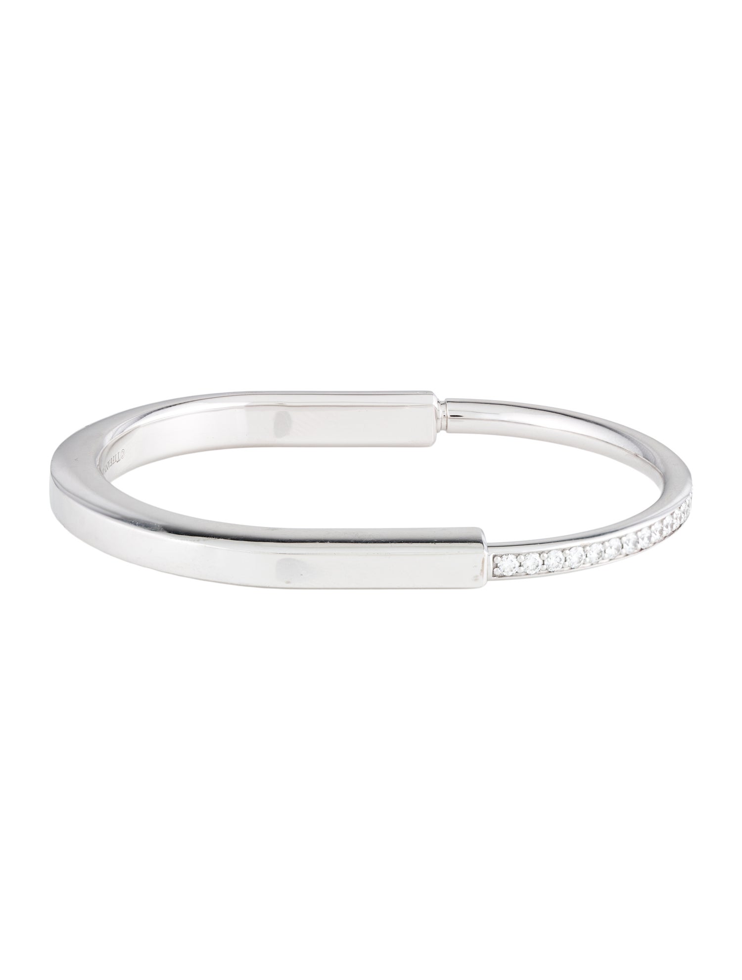 Tiffany & Co. 18K Diamond Half Pavé Lock Bangle