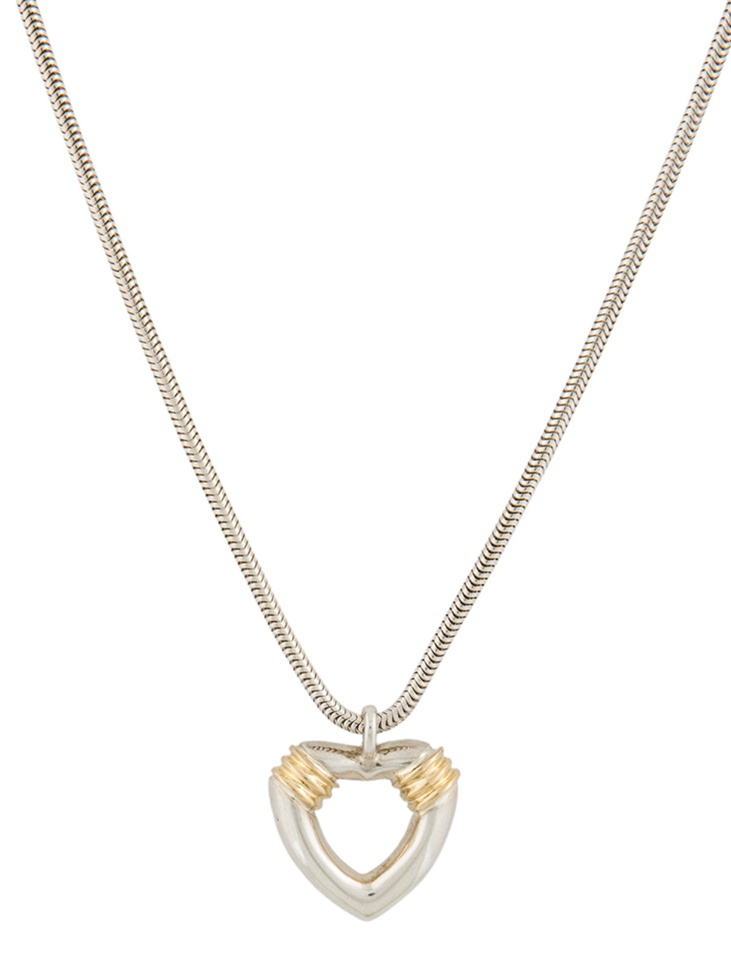 Tiffany & Co. Two-Tone Open Heart Pendant Necklace
