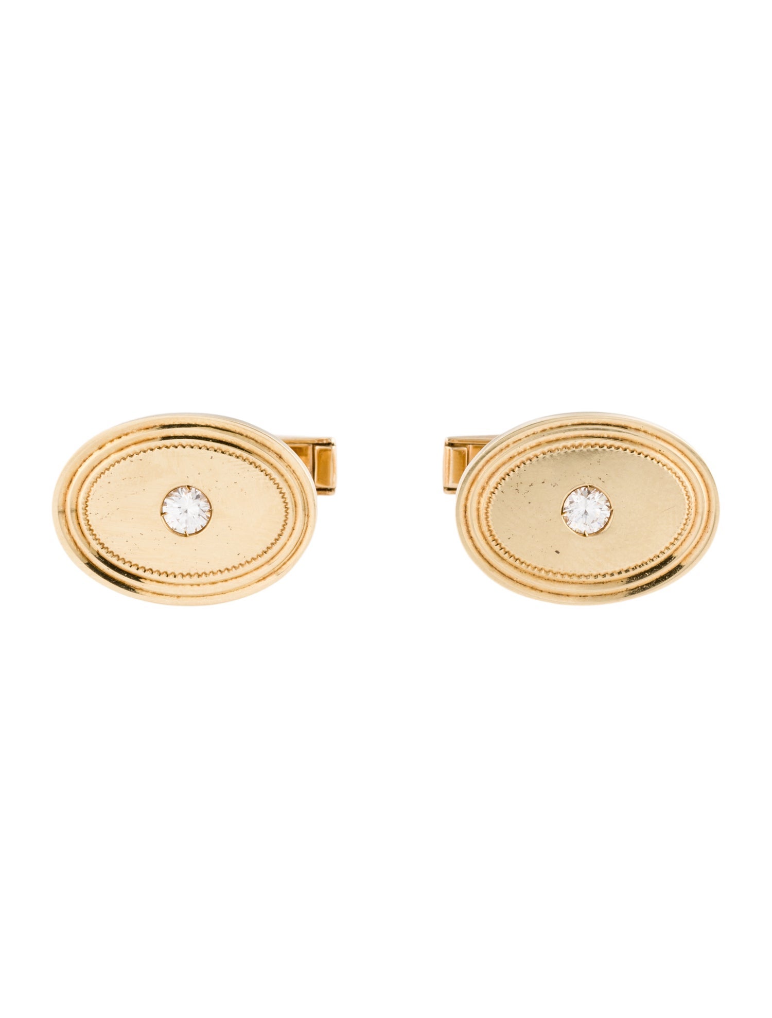 Tiffany & Co. Vintage 14K Diamond Oval Cufflinks