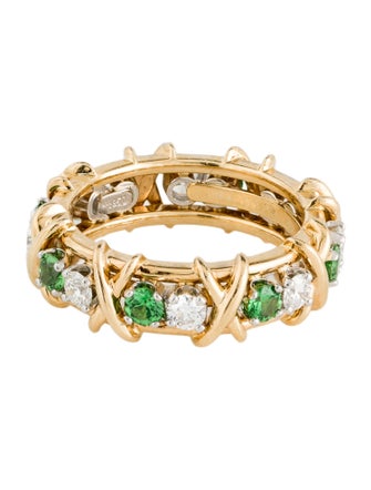Tiffany & Co. Tsavorite & Diamond Sixteen Stone Ring