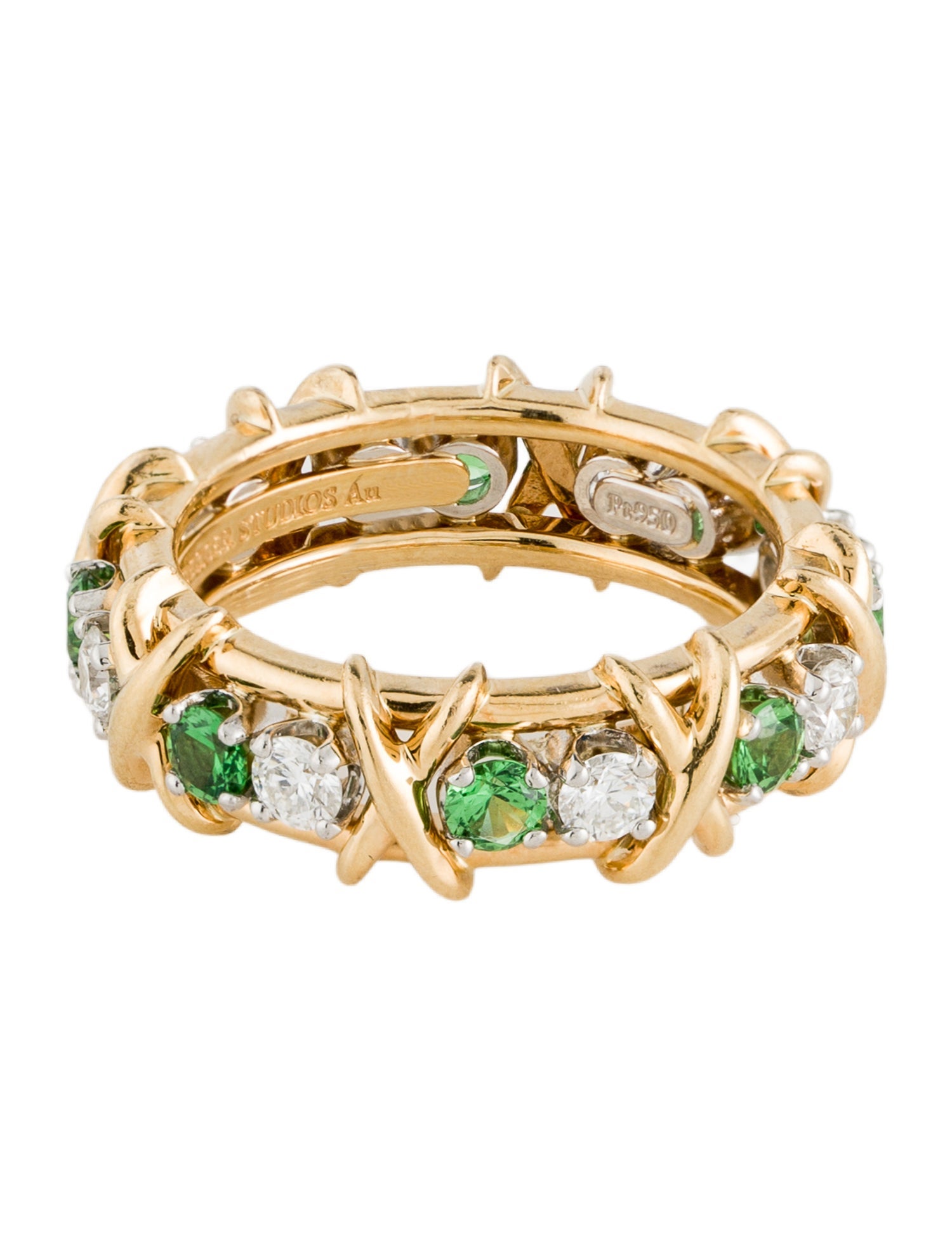 Tiffany & Co. Tsavorite & Diamond Sixteen Stone Ring