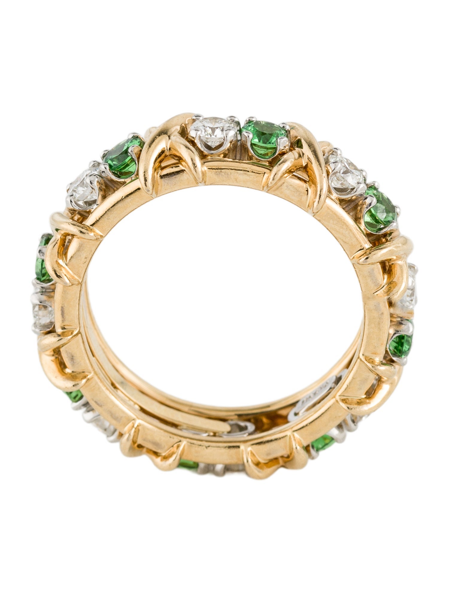 Tiffany & Co. Tsavorite & Diamond Sixteen Stone Ring