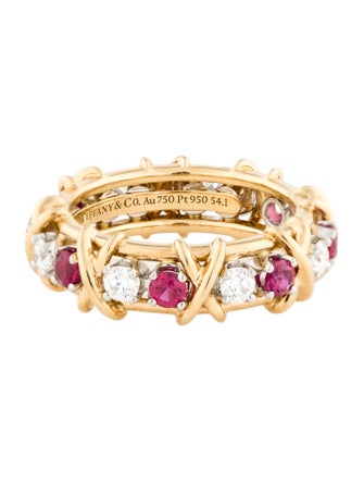 Tiffany & Co. Ruby & Diamond Sixteen Stone Ring