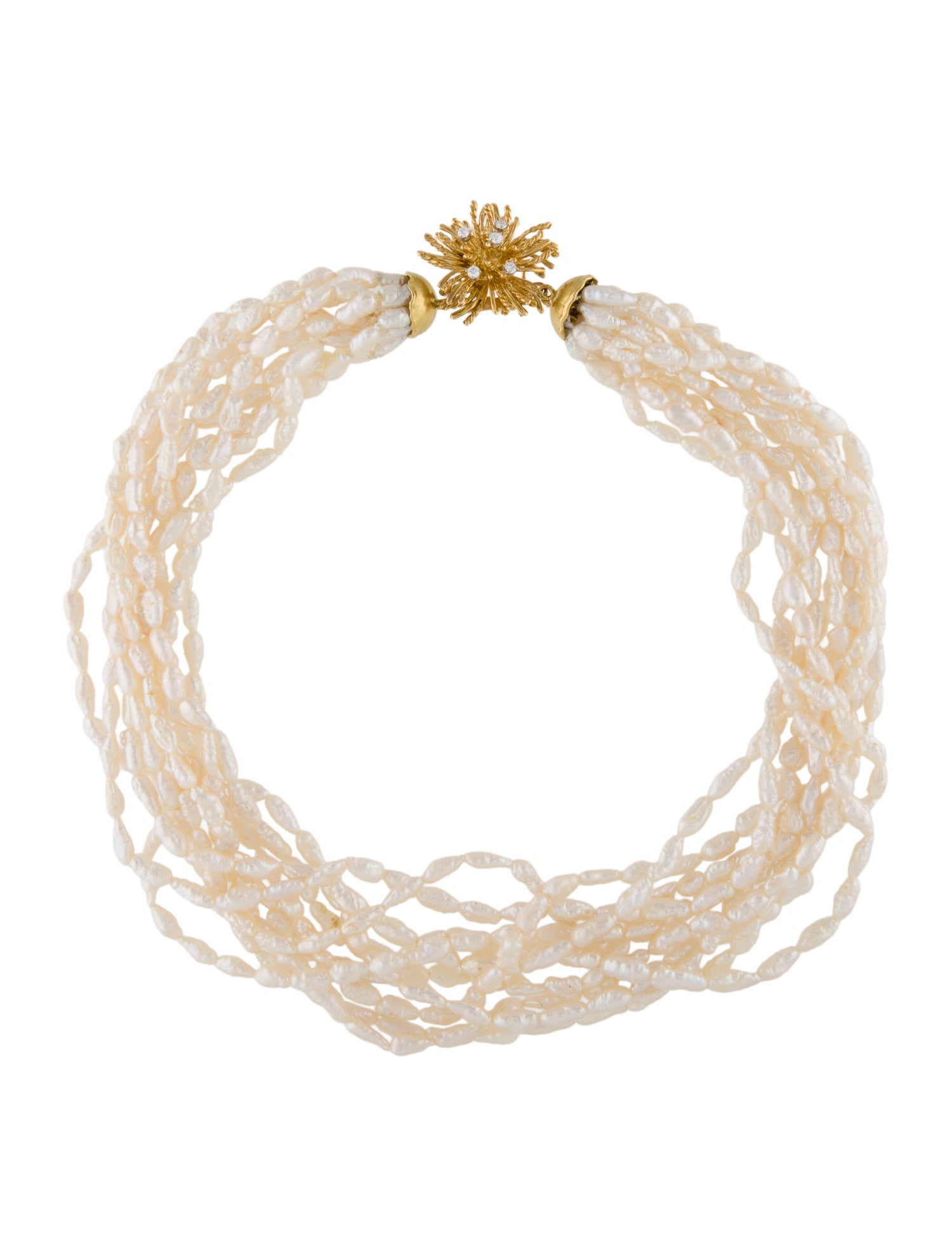 Tiffany & Co. Vintage 18K Pearl & Diamond Multistrand Necklace