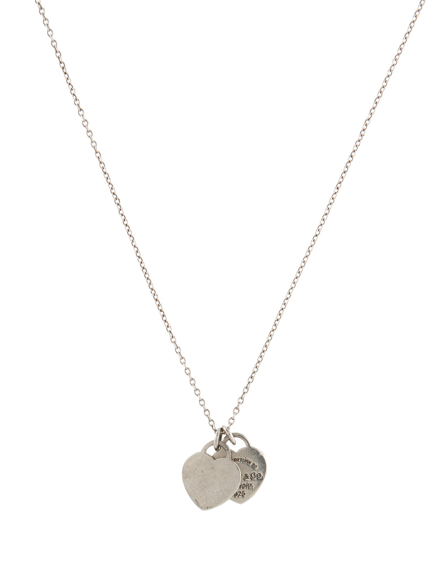 Tiffany & Co. Double Mini Heart Tag Pendant Necklace