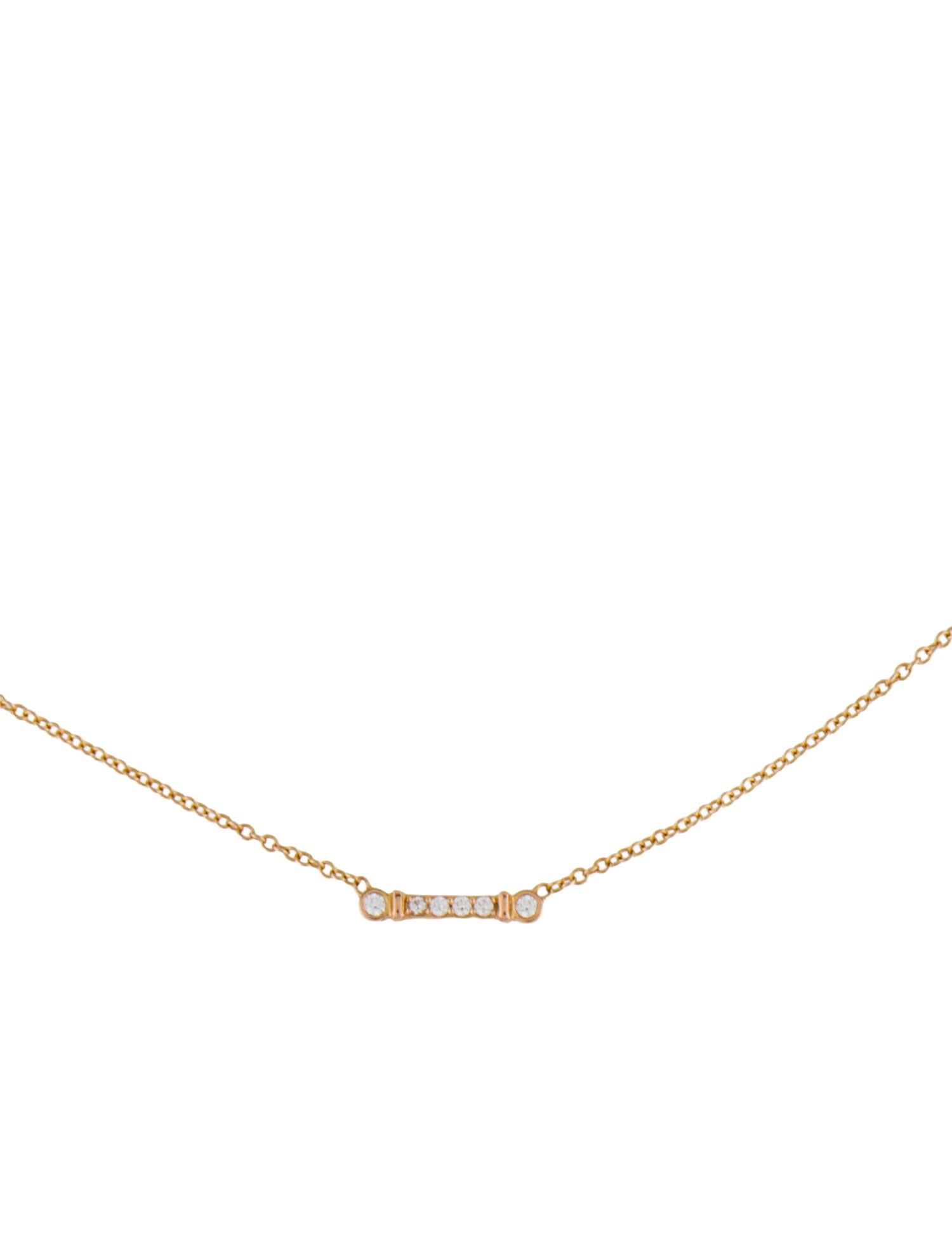 Tiffany & Co. 18K Diamond Bar Pendant Necklace