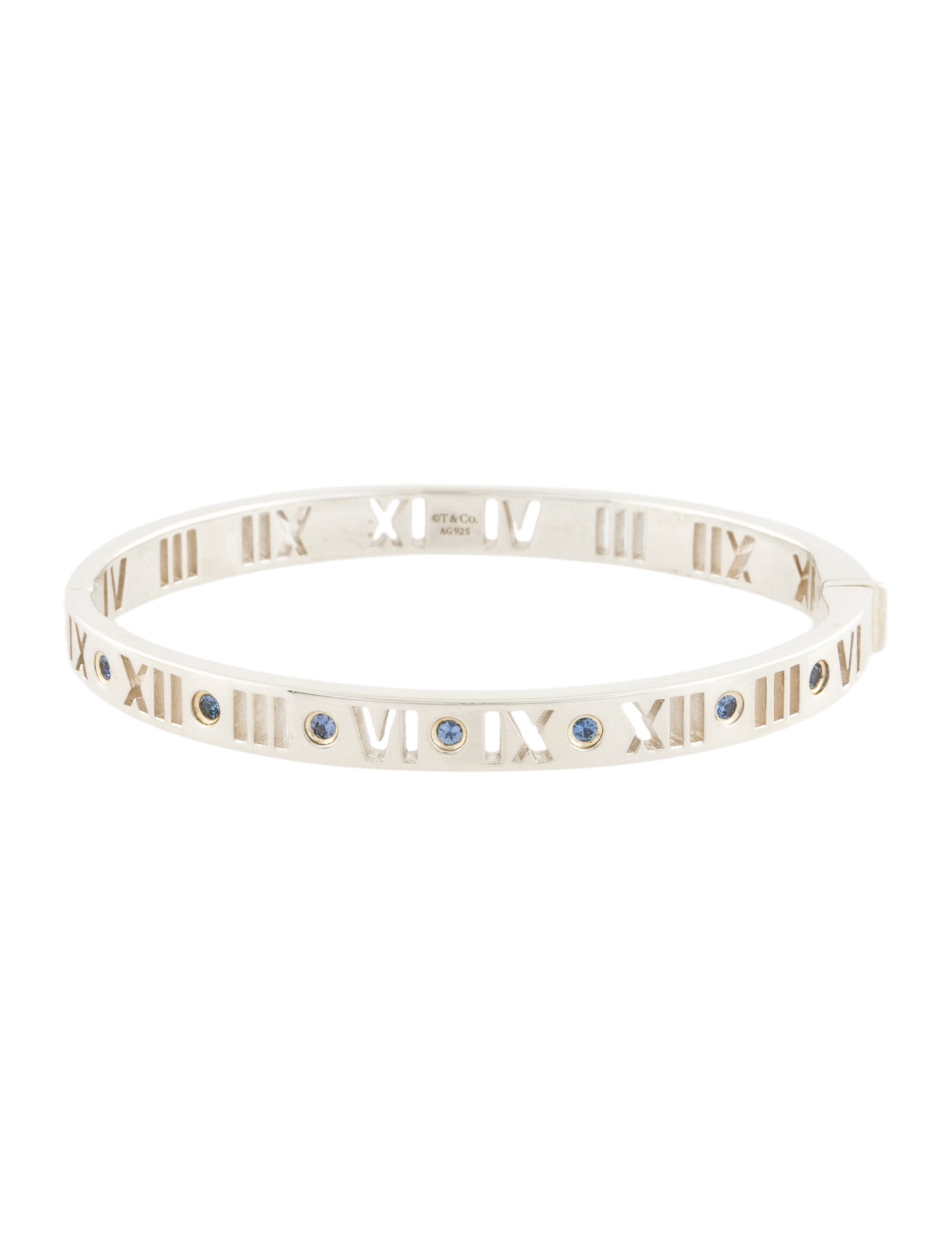 Tiffany & Co. Sapphire Narrow Atlas Pierced Hinged Bangle