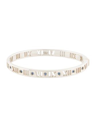 Tiffany & Co. Sapphire Narrow Atlas Pierced Hinged Bangle