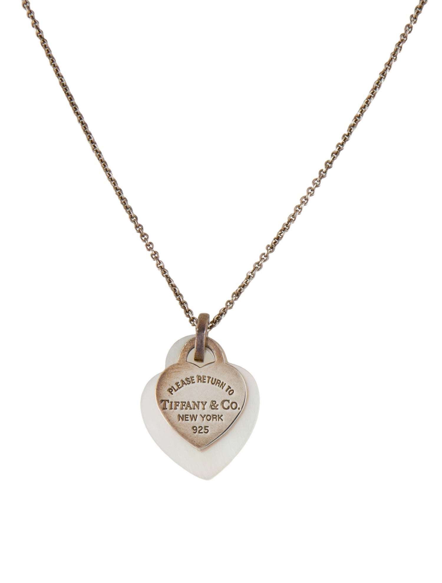 Tiffany & Co. Mother of Pearl Double Heart Pendant Necklace