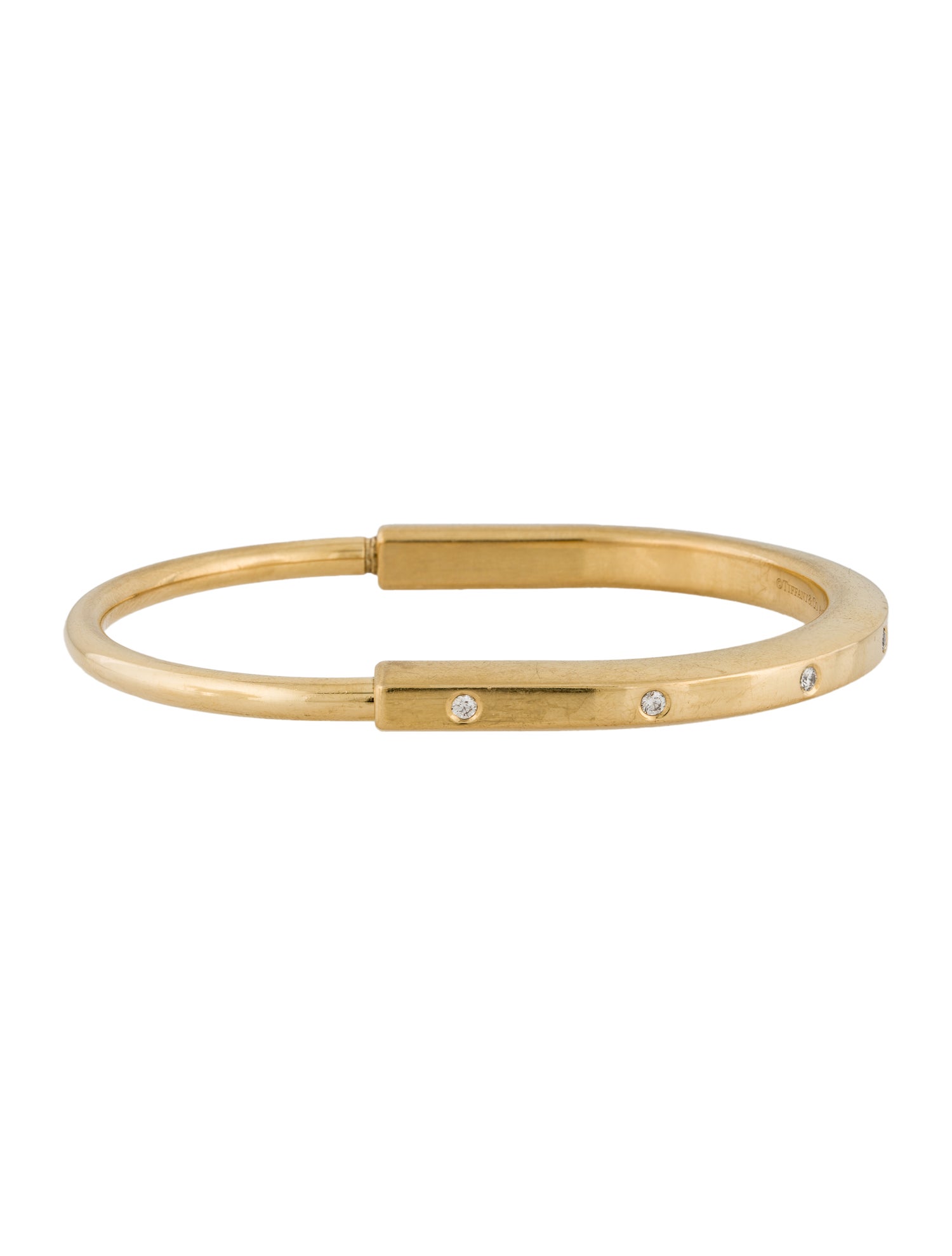 Tiffany & Co. 18K Diamond Lock Bangle Bracelet