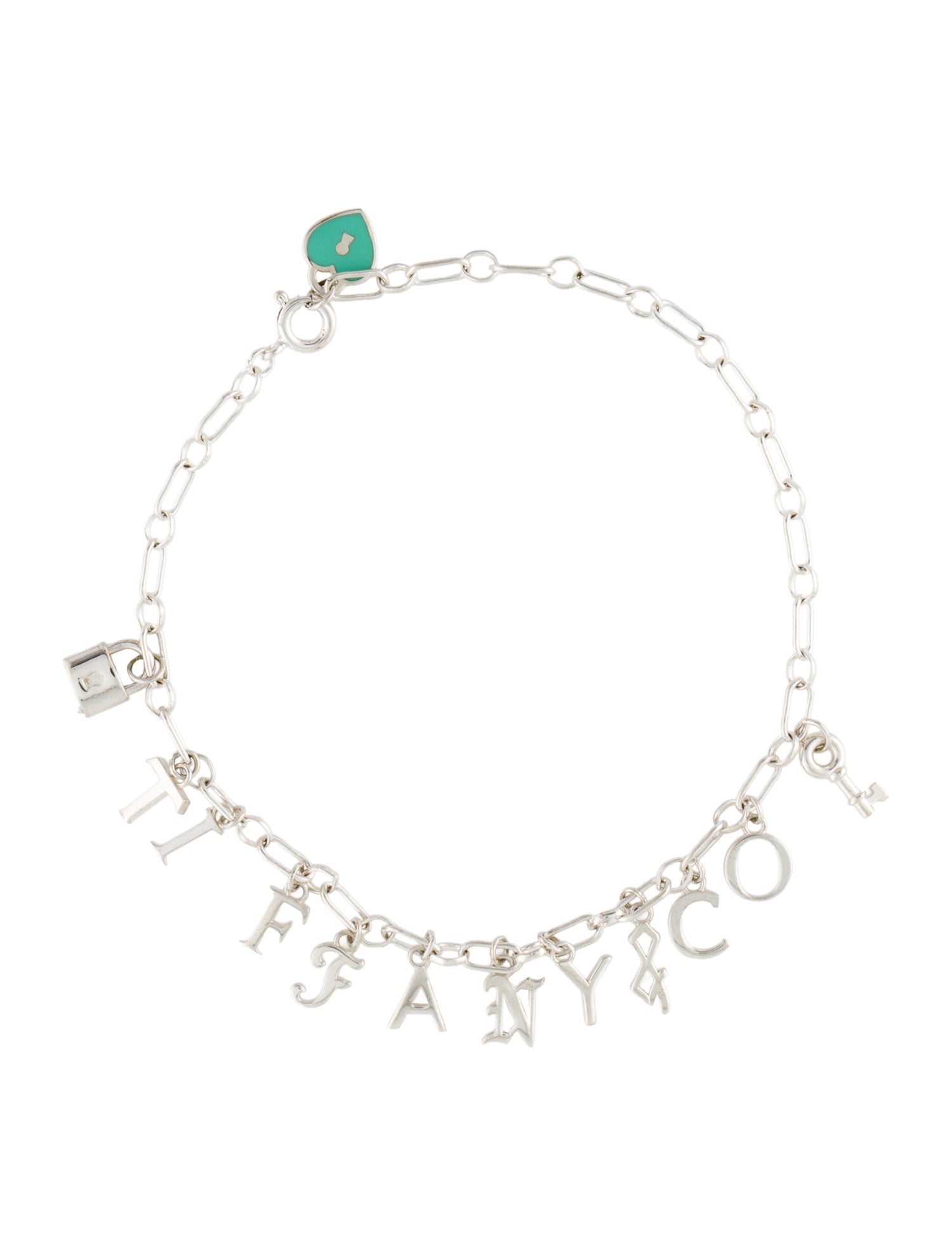 Tiffany & Co. Enamel Love Notes Logo Charm Bracelet