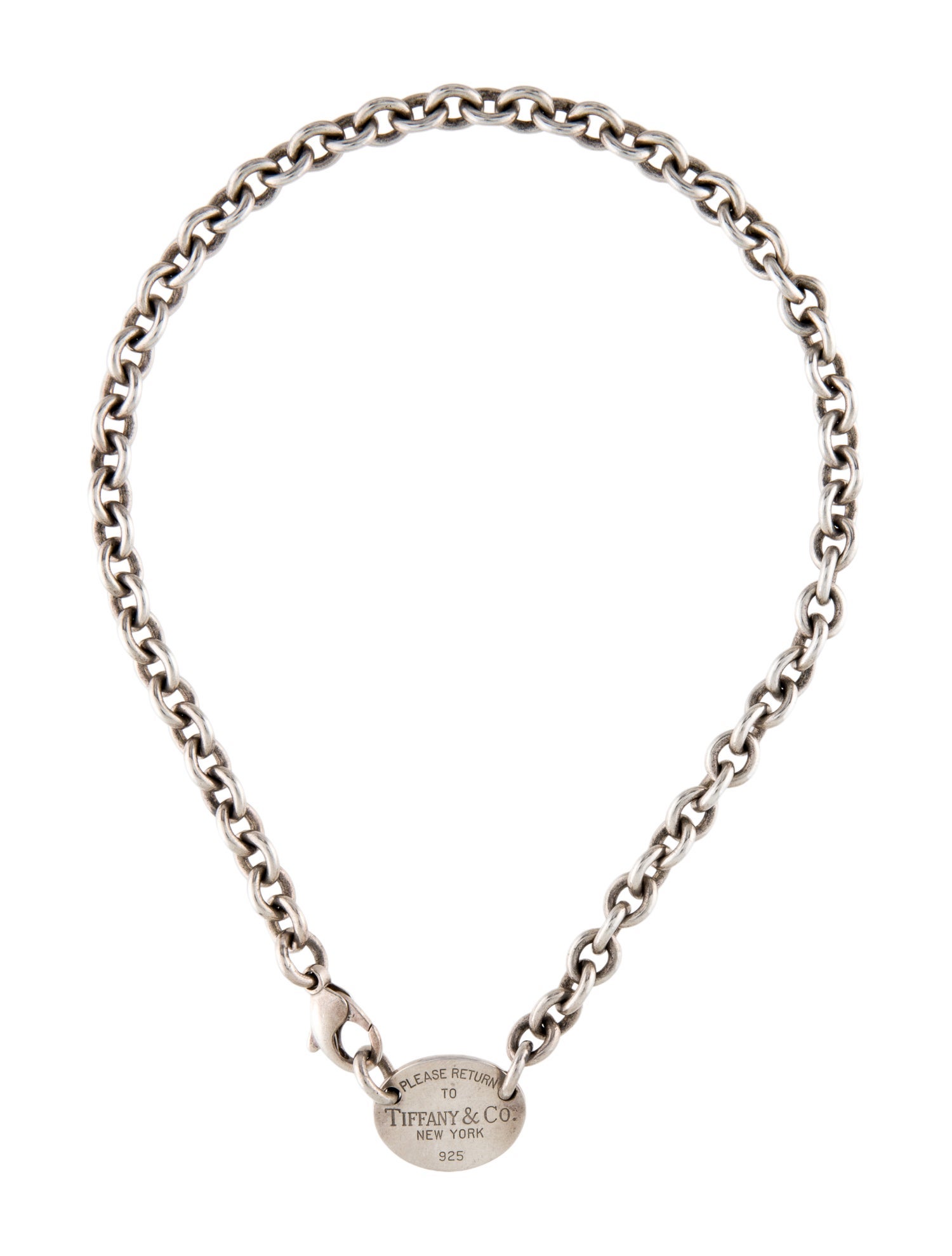 Tiffany & Co. Oval Tag Chain Link Choker Necklace