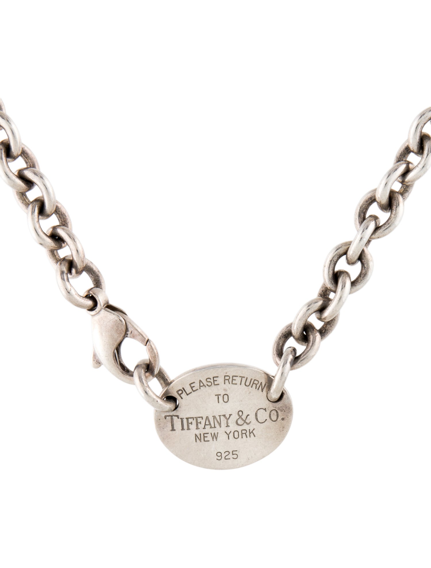 Tiffany & Co. Oval Tag Chain Link Choker Necklace