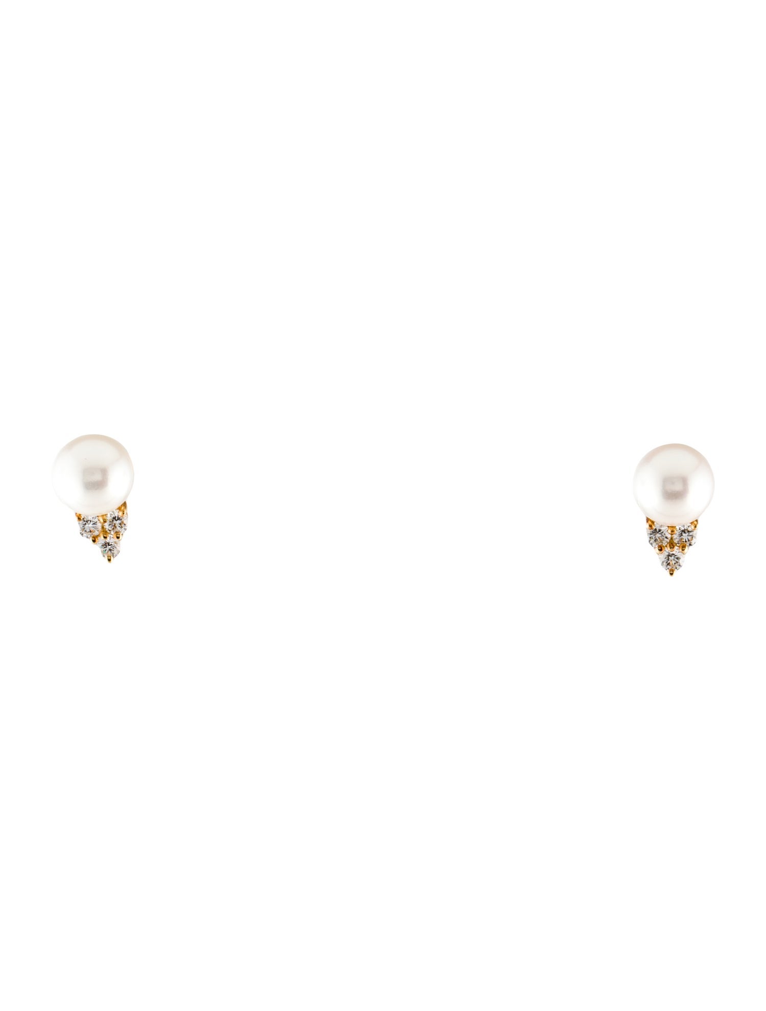 Tiffany & Co. 18K Pearl & Diamond Stud Earrings