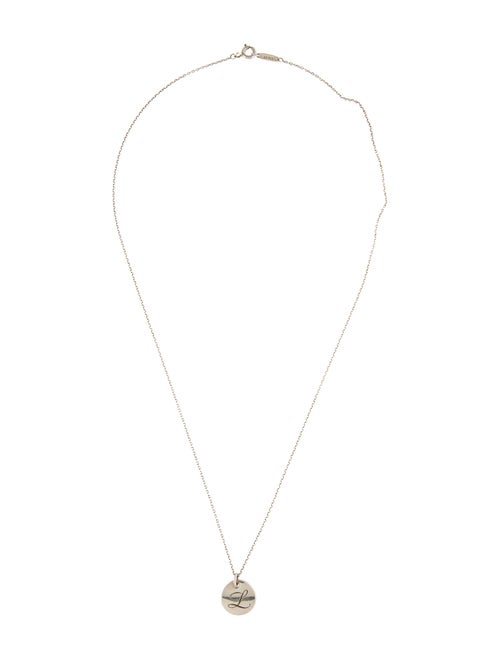 Tiffany & Co. Notes Letter 'L' Disc Charm Pendant Necklace