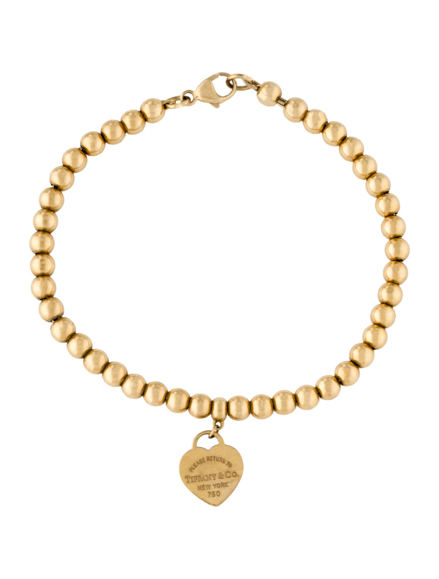 Tiffany & Co. 18K Heart Tag Bead Bracelet