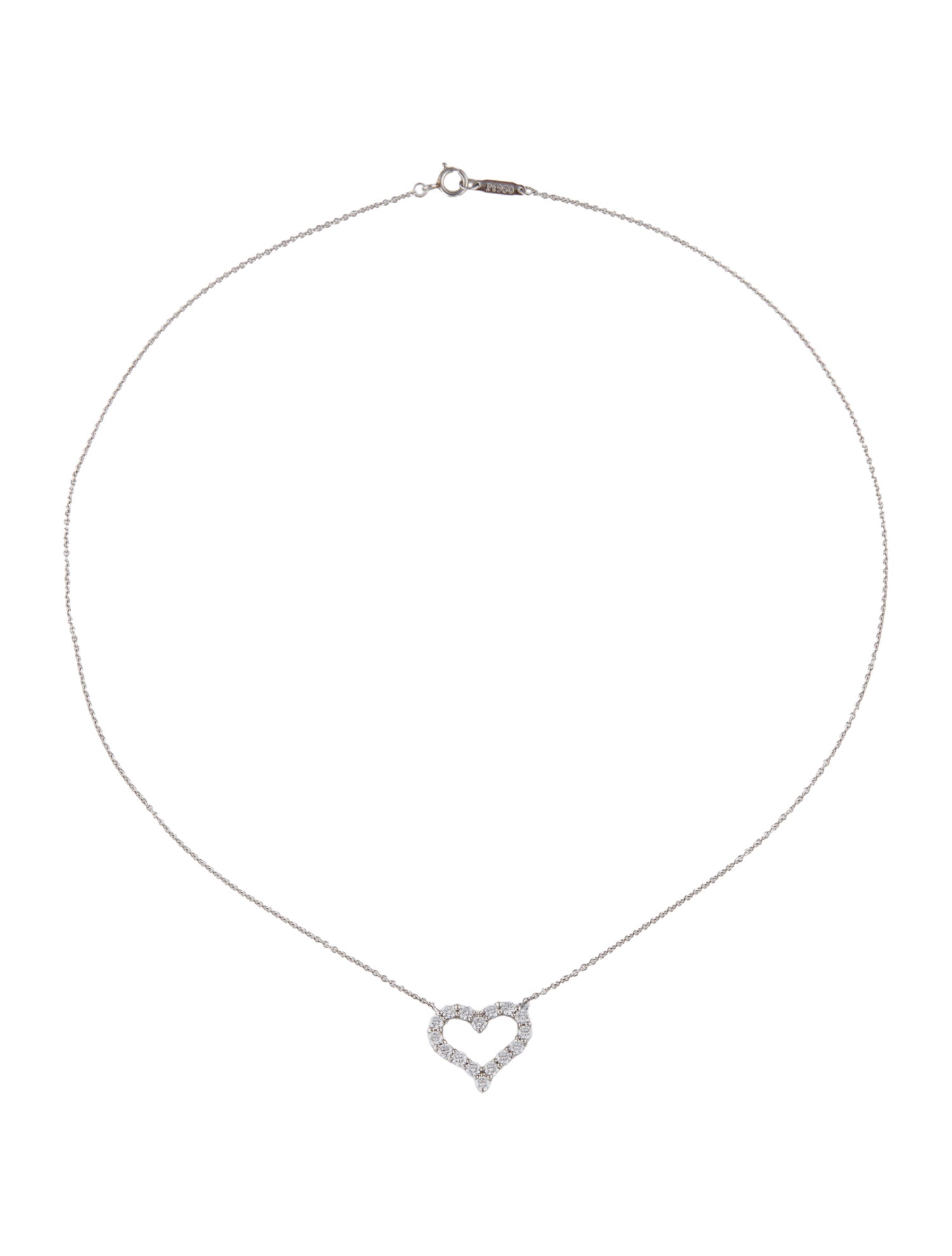 Tiffany & Co. Platinum Diamond Heart Pendant Necklace