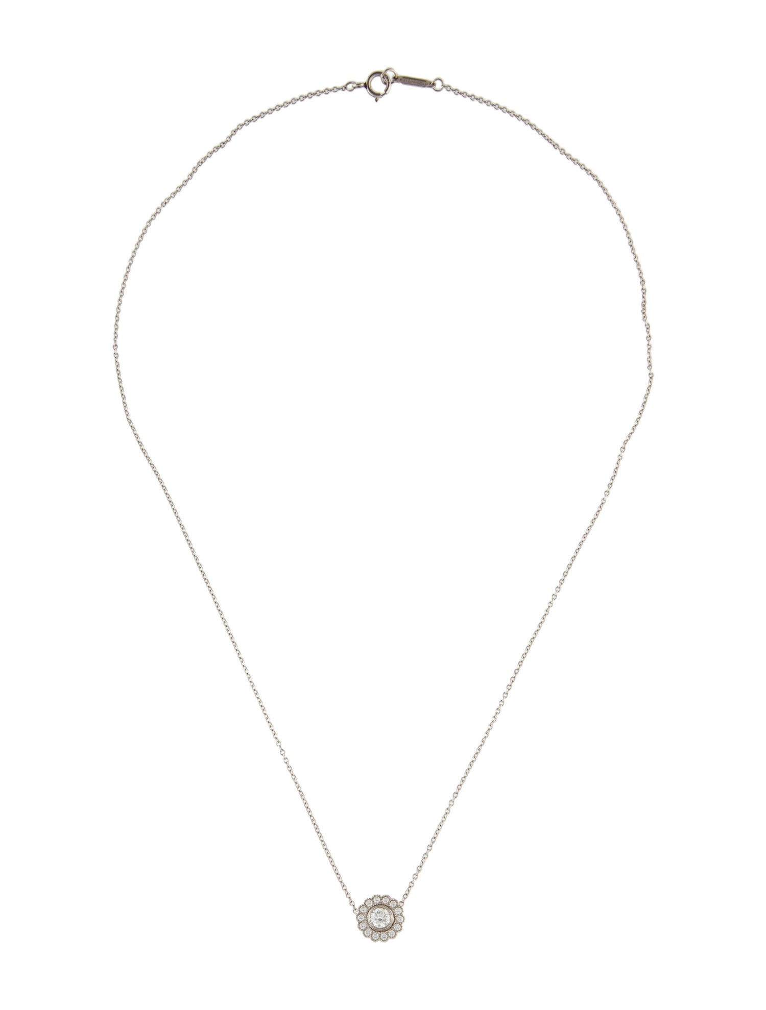 Tiffany & Co. Platinum Diamond Pendant Necklace