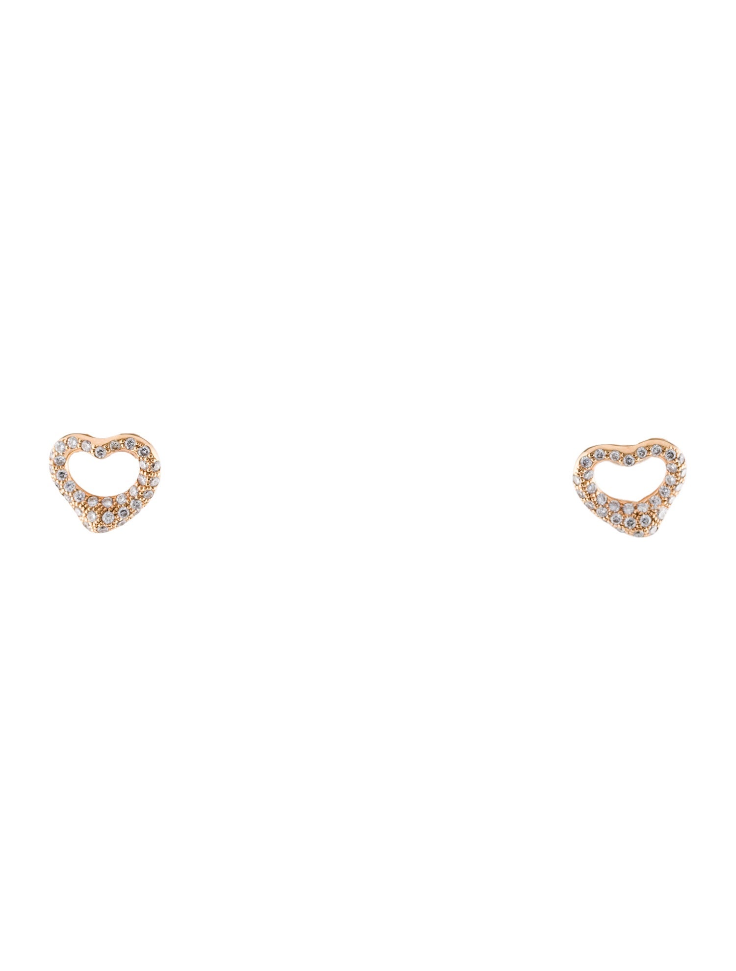Tiffany & Co. 18K Diamond Open Heart Stud Earrings