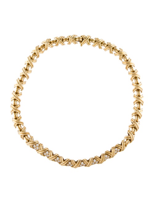 Tiffany & Co. 18K 2.24ctw Diamond Signature X Collar Necklace