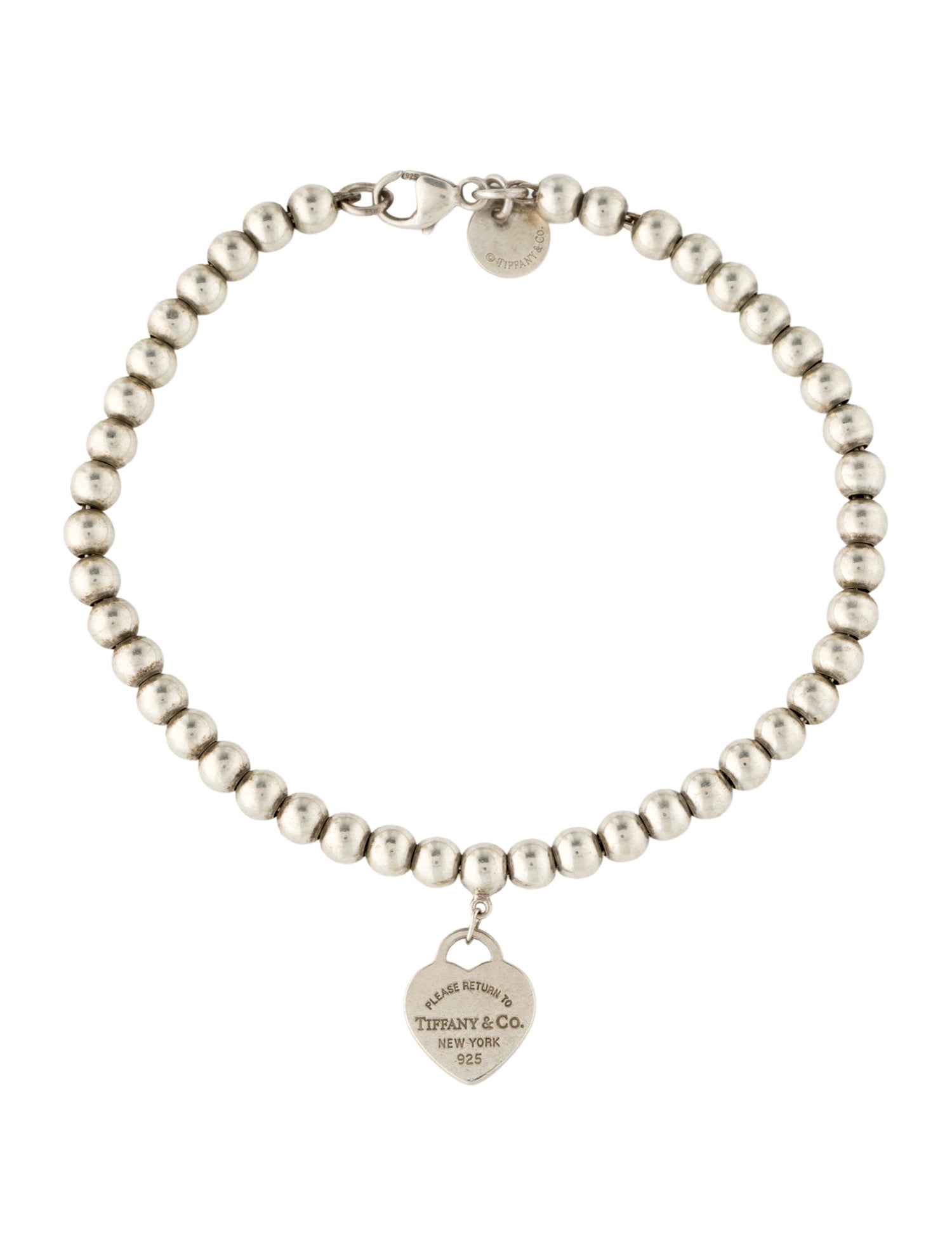 Tiffany & Co. Enamel Mini Heart Tag Bead Bracelet