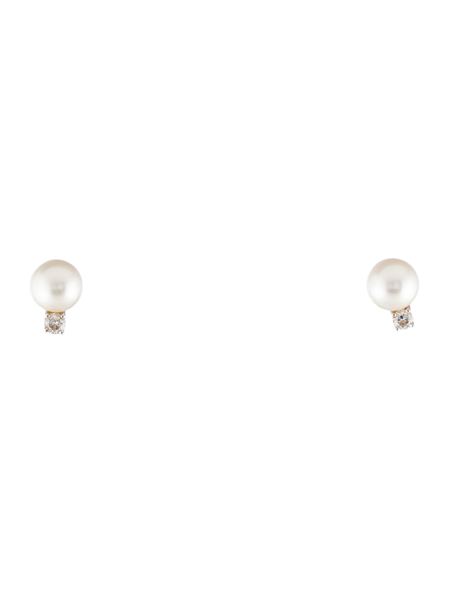 Tiffany & Co. 18K Pearl & Diamond Stud Earrings