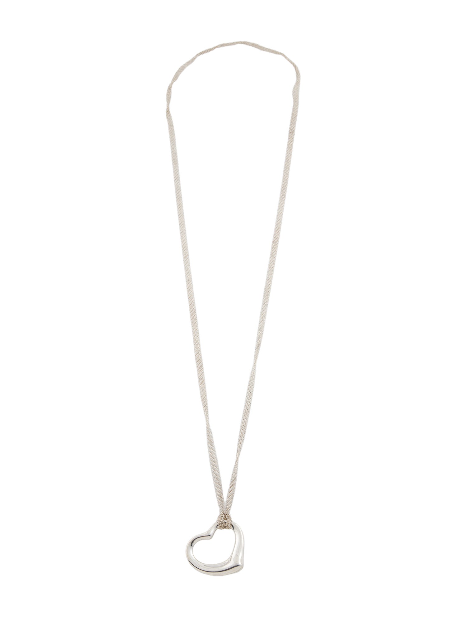Tiffany & Co. Open Heart Pendant Mesh Necklace