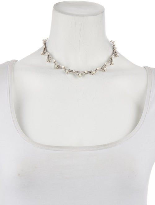 Tiffany & Co. Platinum Pearl & Diamond Lattice Collar Necklace