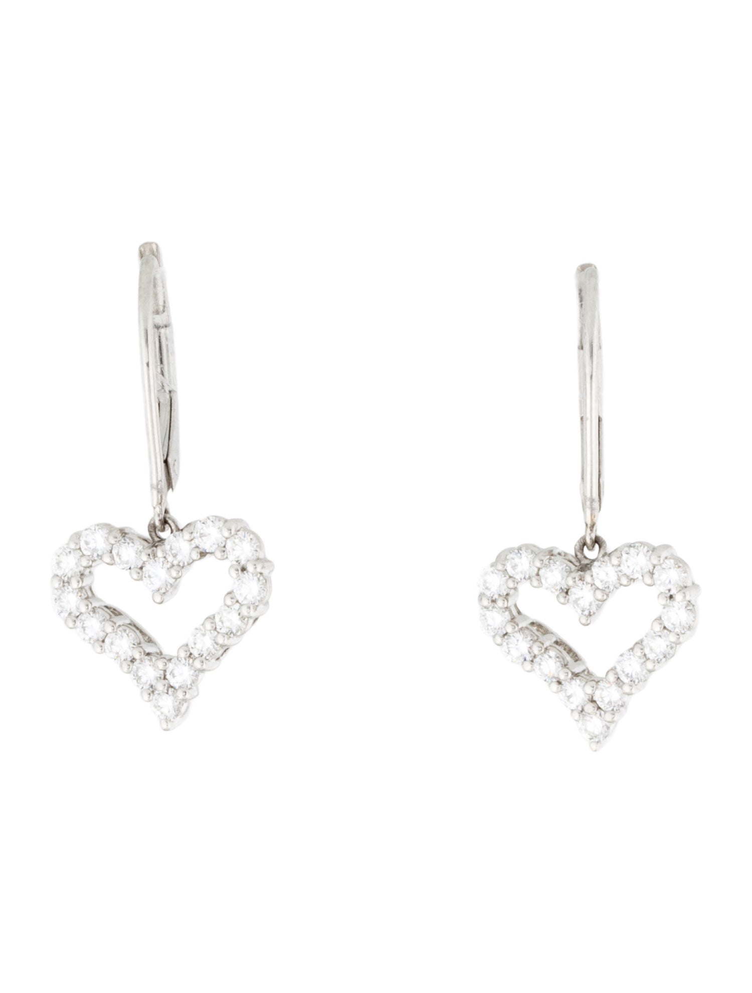 Tiffany & Co. Platinum Diamond Heart Drop Earrings
