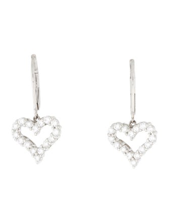 Tiffany & Co. Platinum Diamond Heart Drop Earrings