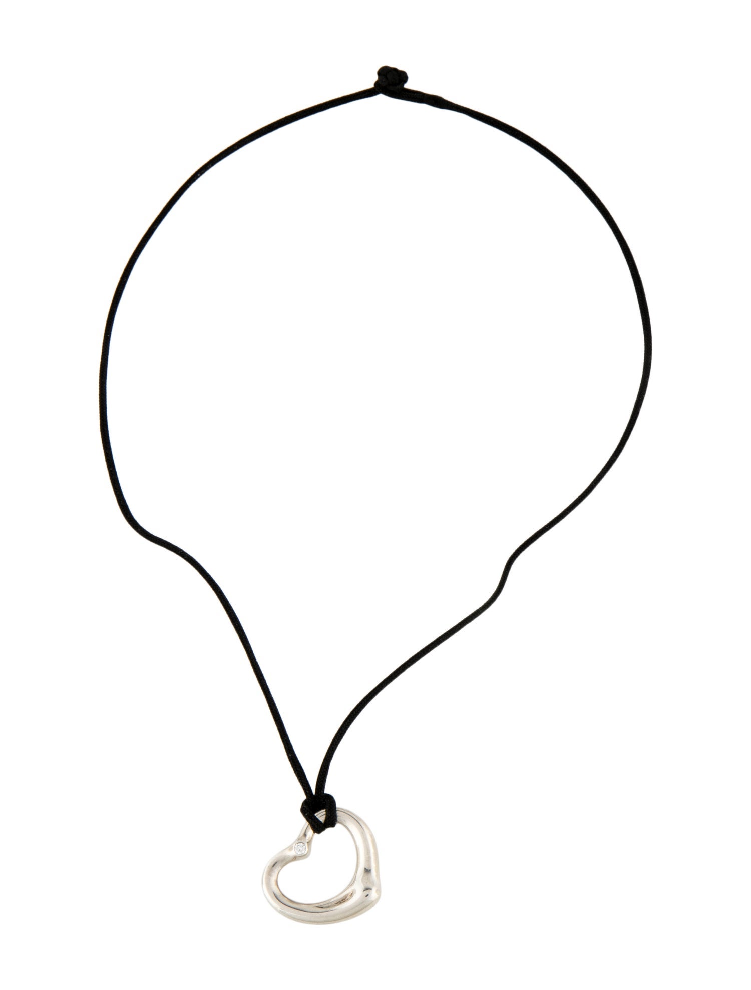Tiffany & Co. Diamond Open Heart Cord Pendant Necklace