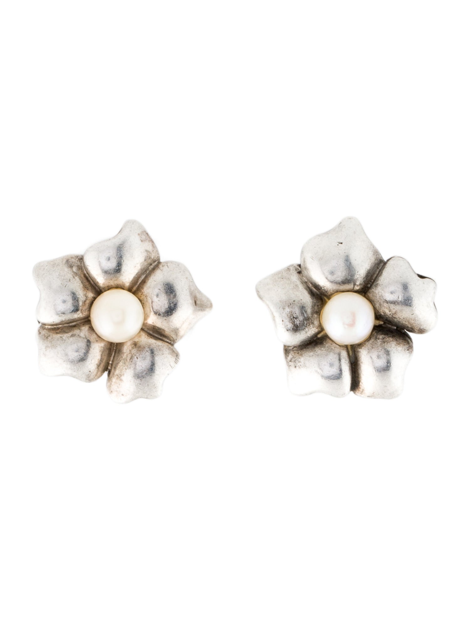 Tiffany & Co. Vintage Pearl Flower Stud Earrings