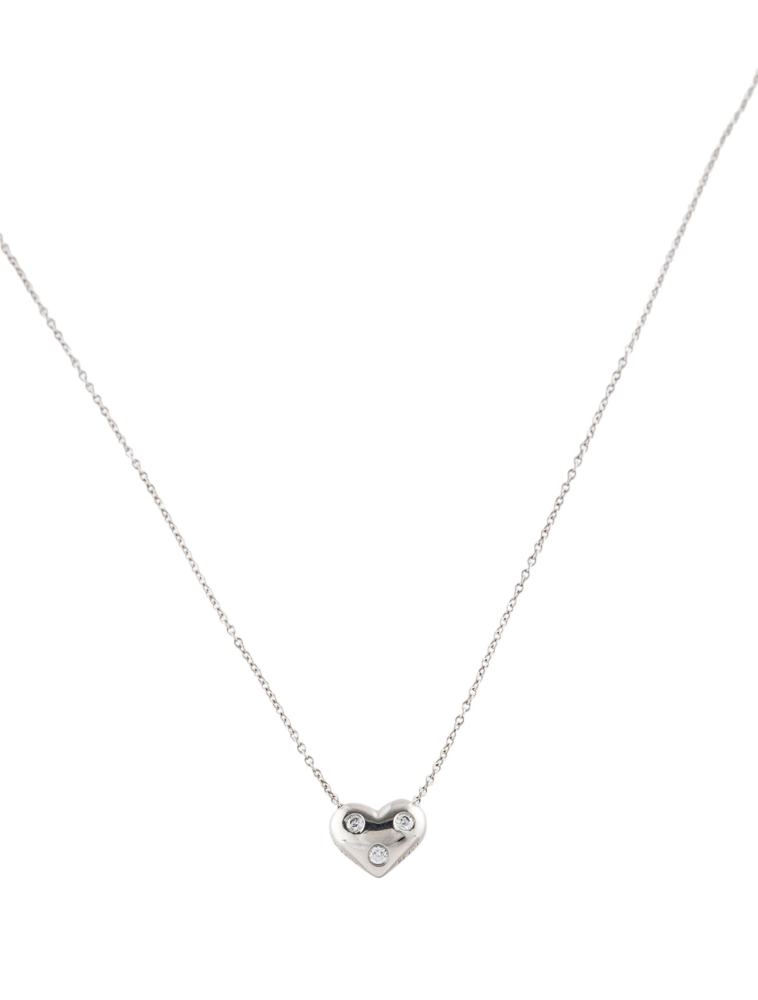 Tiffany & Co. Platinum Diamond Etoile Heart Pendant Necklace
