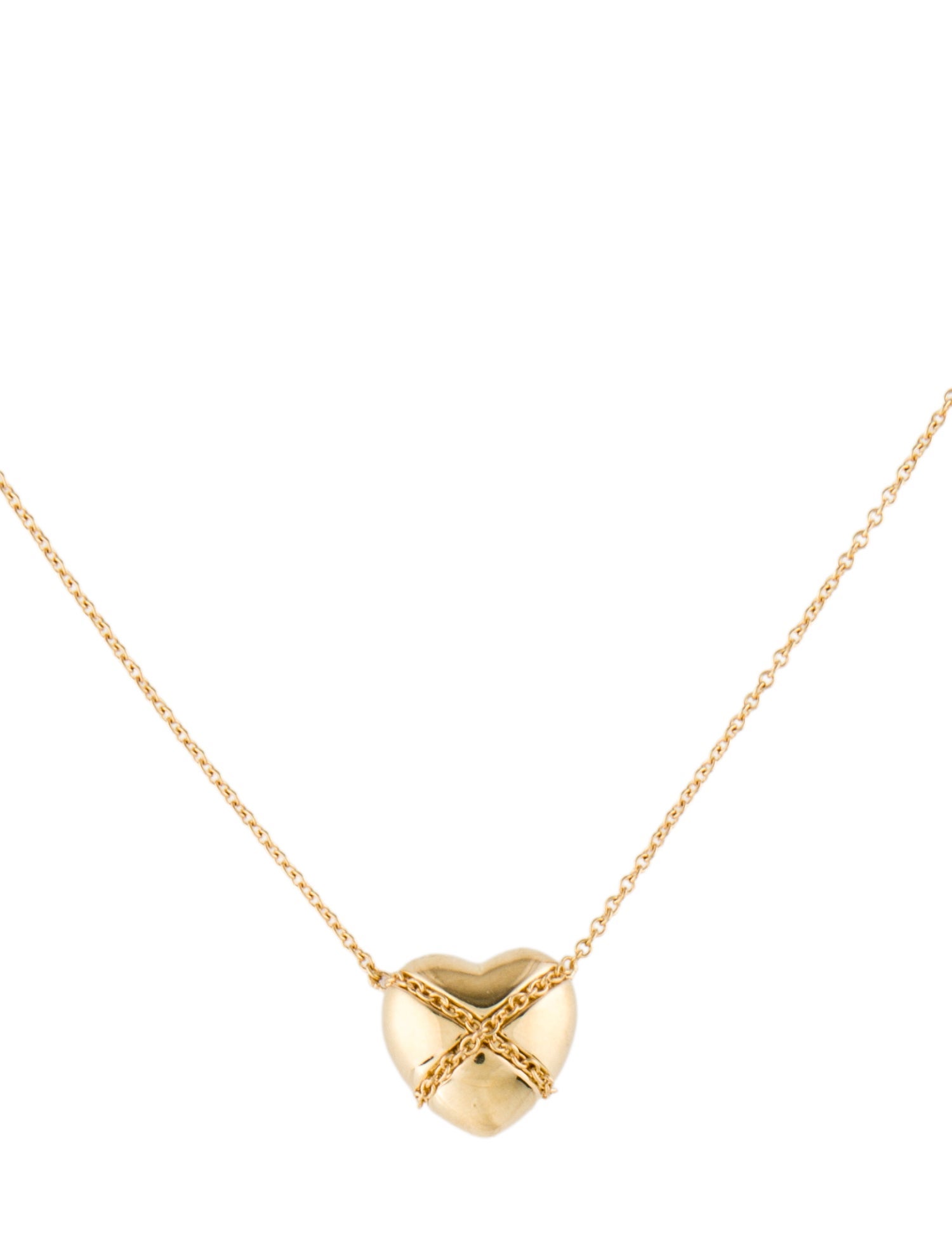 Tiffany & Co. 18K Cross My Heart Pendant Necklace