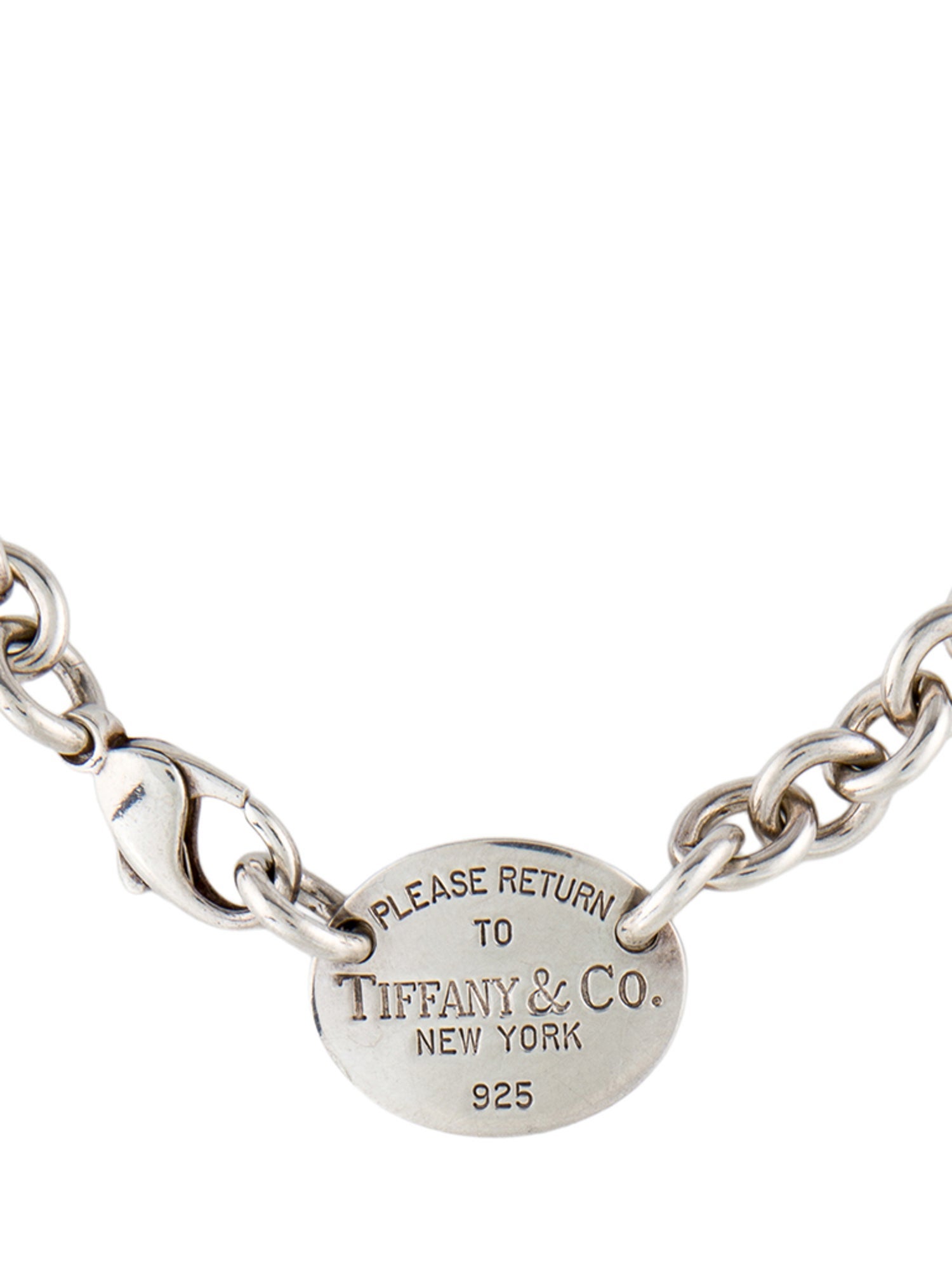 Tiffany & Co. Oval Tag Chain Link Choker Necklace