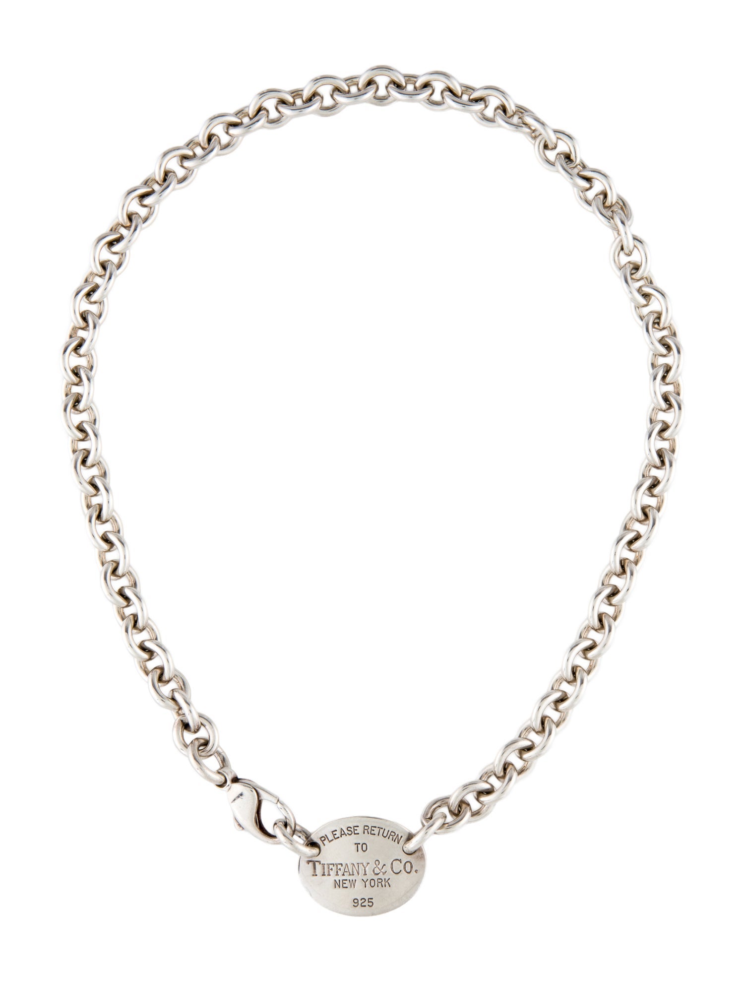 Tiffany & Co. Oval Tag Chain Link Choker Necklace