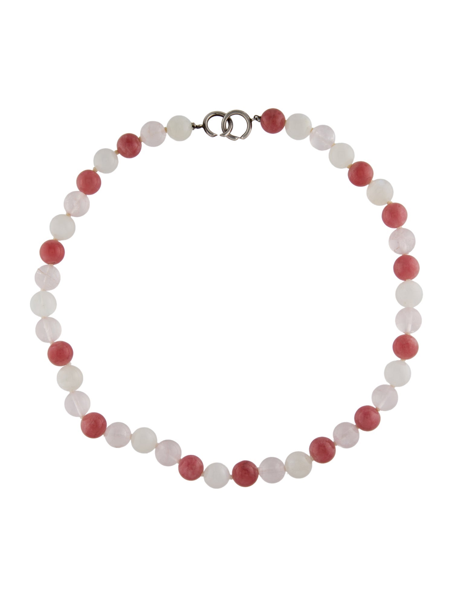 Tiffany & Co. Rose Quartz, Moonstone,Rhodochrosite Bead Strand Necklace
