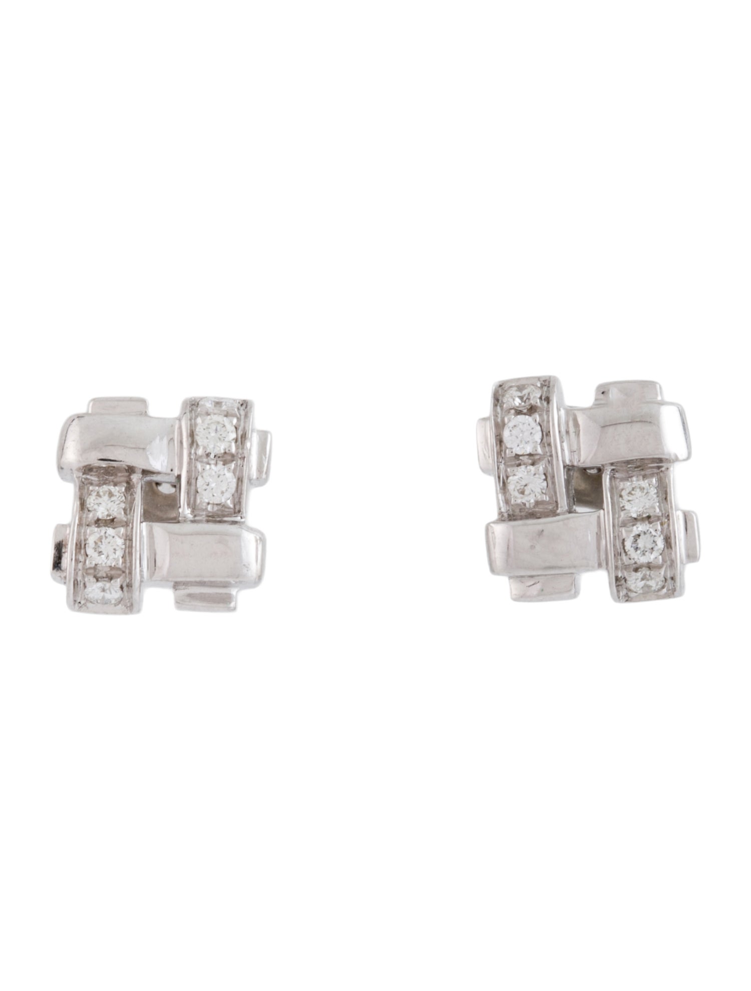 Tiffany & Co. 18K Diamond Vannerie Basket Stud Earrings