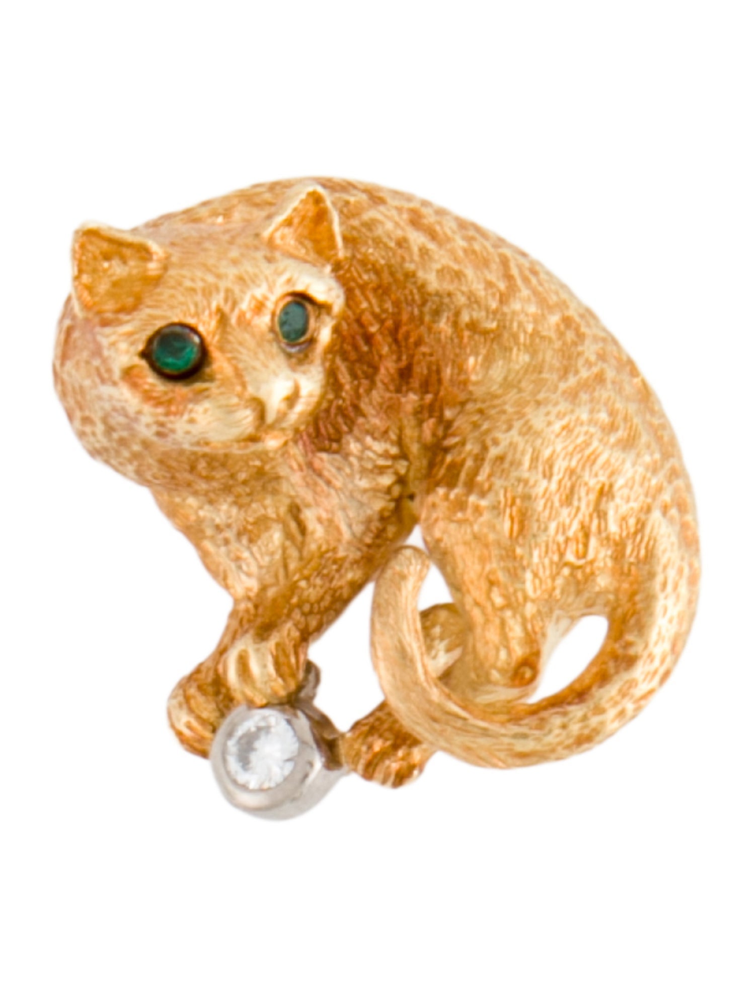 Tiffany & Co. Vintage 18K Emerald & Diamond Cat Brooch