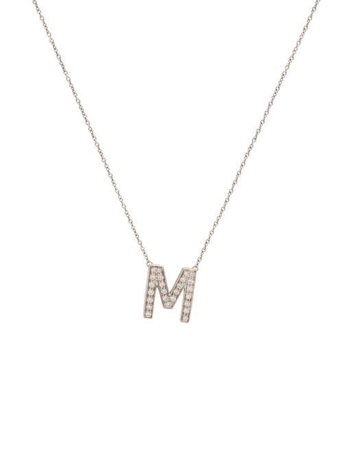 Tiffany & Co. Platinum Diamond Initial 'M' Pendant Necklace